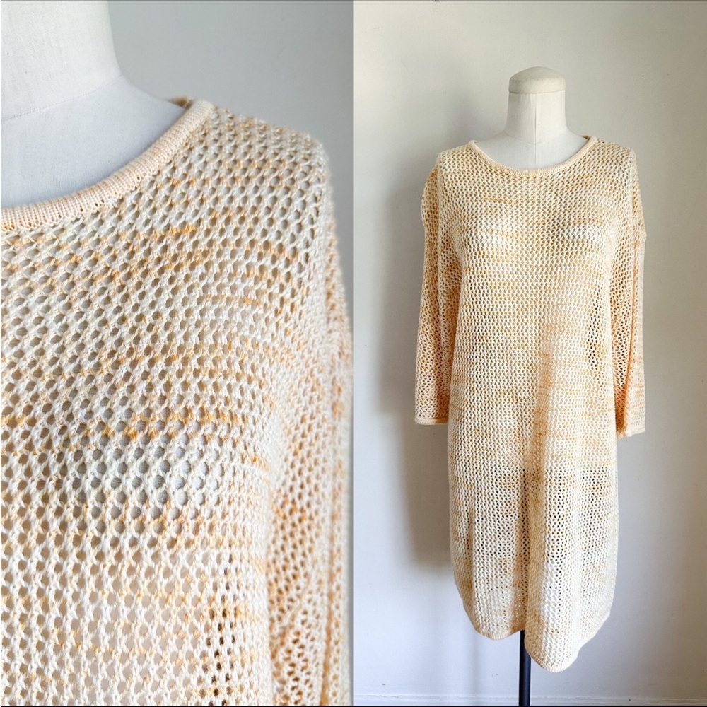 ⭐️3/$30⭐️ (bundle deal) Vintage 1980s Yellow Space Dyed Knit Dress / up to L